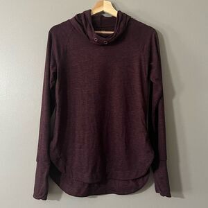 Athleta heathered purple cowl neck long sleeve hoodie with thumbholes